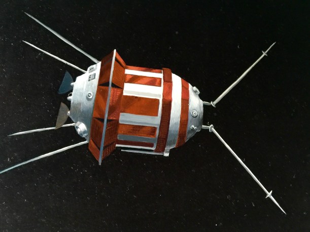 Soviet Lunar Probe, detail, oil on copper